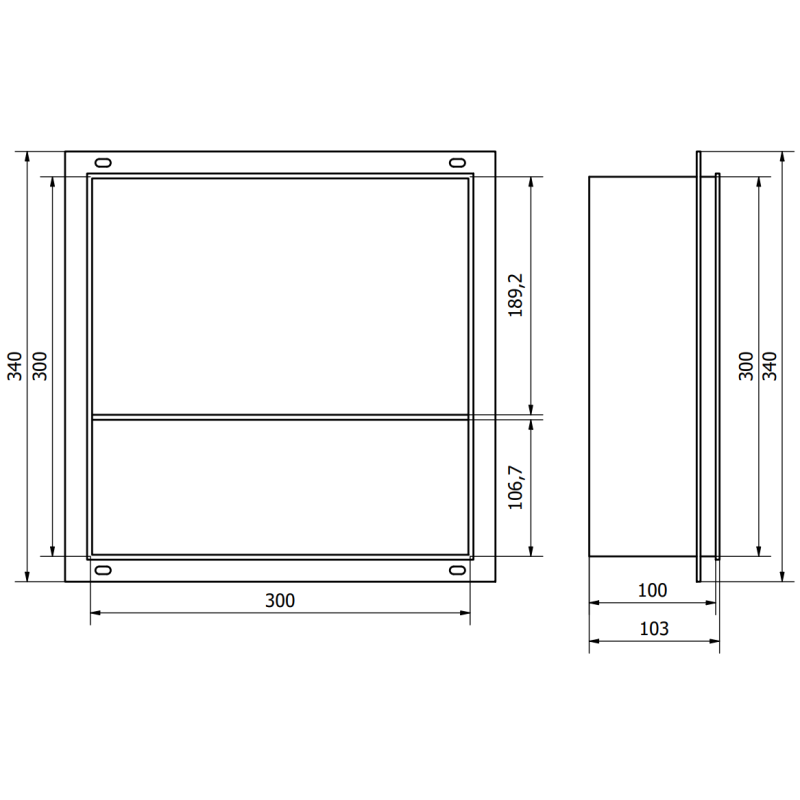 Mexen X-Wall-NR nástenná polica bez príklopu s policou 30 x 30 cm, čierna - 1971303010S