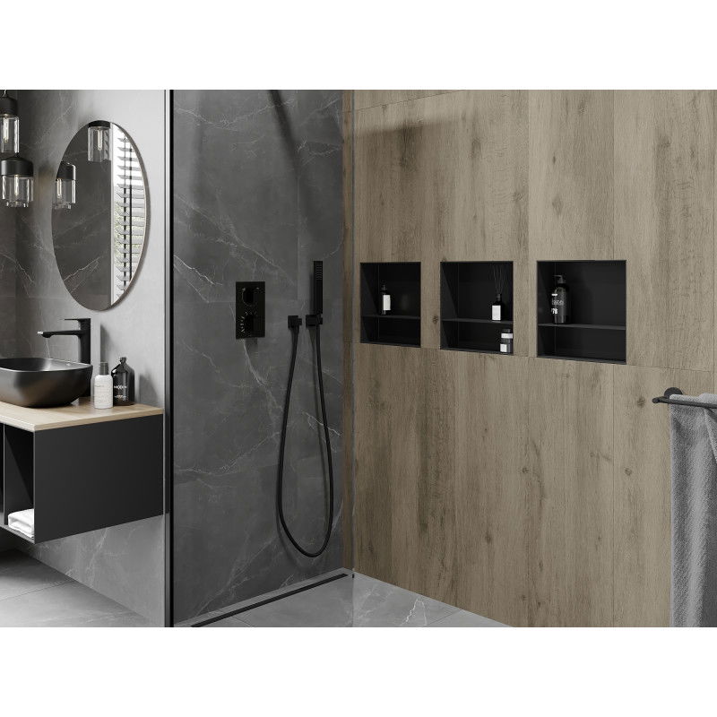 Mexen X-Wall-NR nástenná polica bez príklopu s policou 30 x 30 cm, čierna - 1971303010S