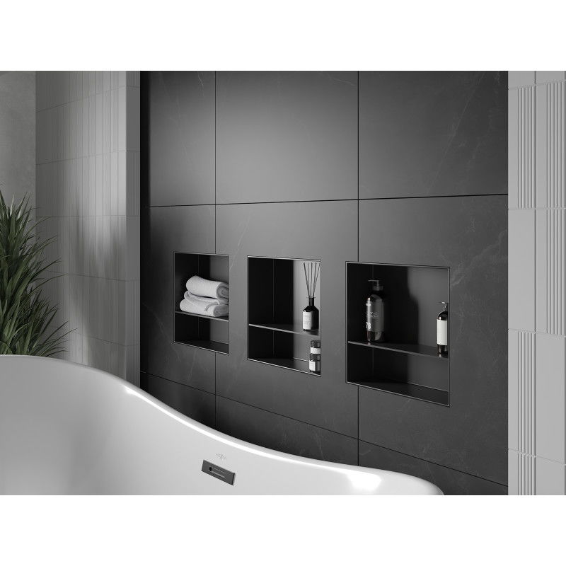 Mexen X-Wall-NR nástenná polica bez príklopu s policou 30 x 30 cm, čierna - 1971303010S