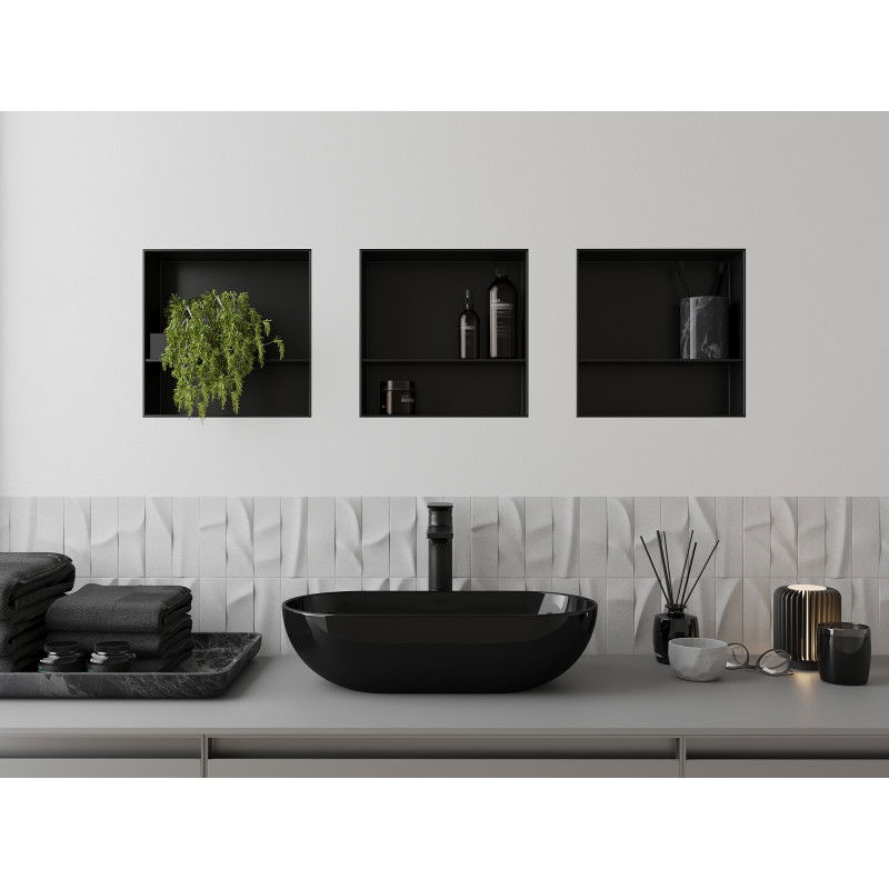 Mexen X-Wall-NR nástenná polica bez príklopu s policou 30 x 30 cm, čierna - 1971303010S