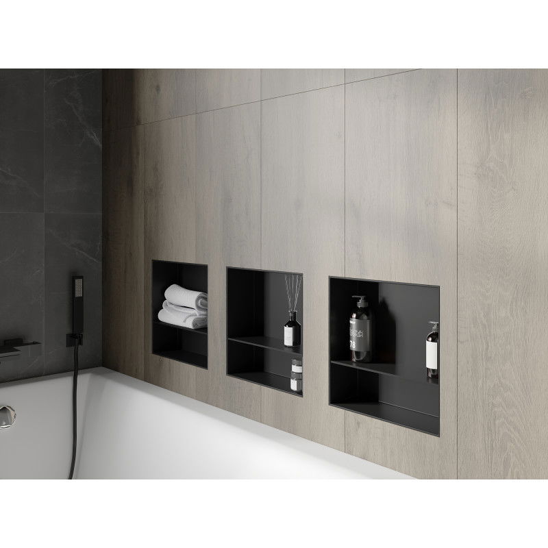 Mexen X-Wall-NR nástenná polica bez príklopu s policou 30 x 30 cm, čierna - 1971303010S