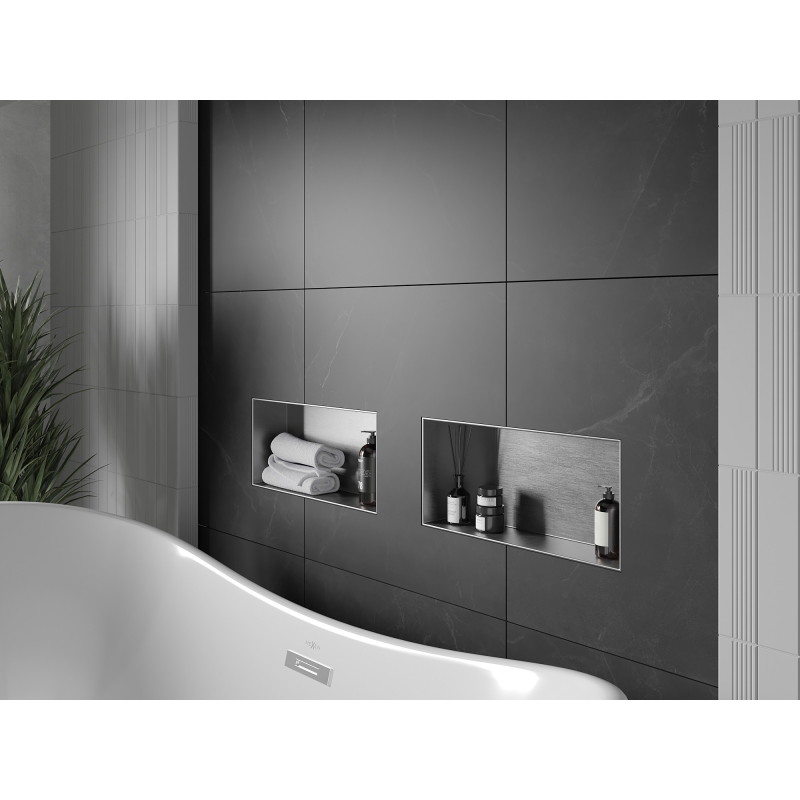 Mexen X-Wall-NR nástenná polica bez príruby 45 x 20 cm, inox - 1911452010