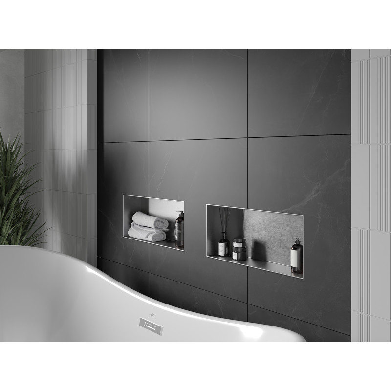 Mexen X-Wall-NR výklenková polica bez príruby 45 x 20 cm, inox - 1911452010