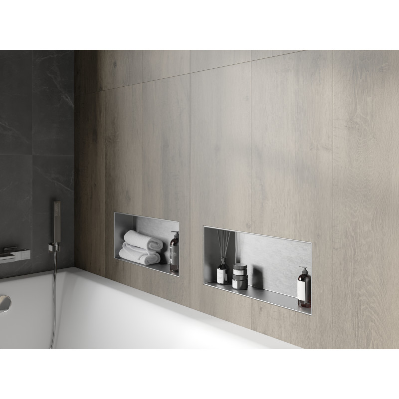 Mexen X-Wall-NR výklenková polica bez príruby 45 x 20 cm, inox - 1911452010