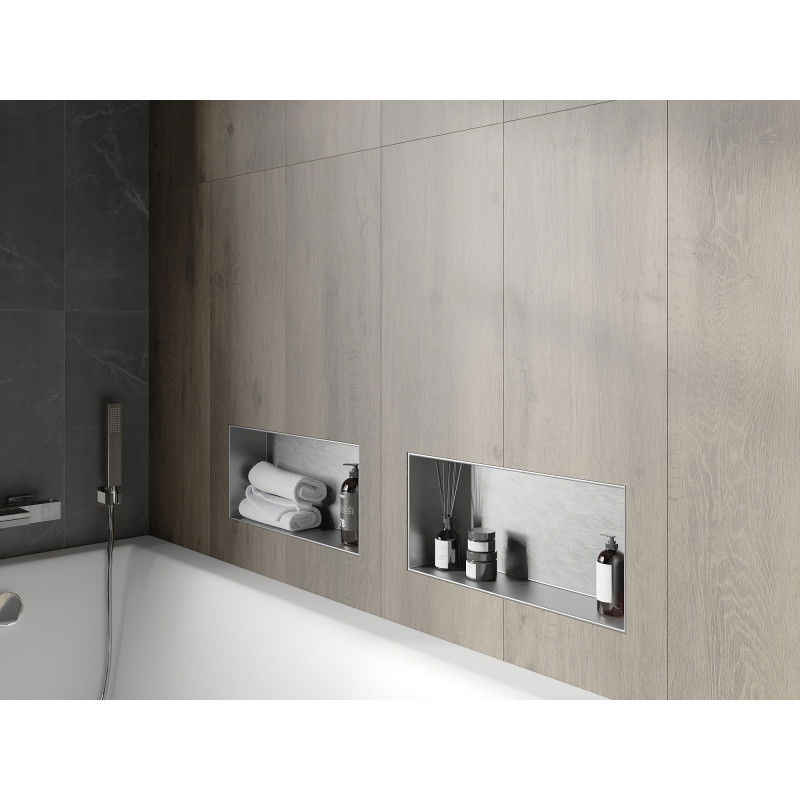 Mexen X-Wall-NR zapustená polica bez olemovania 45 x 20 cm, inox - 1911452010