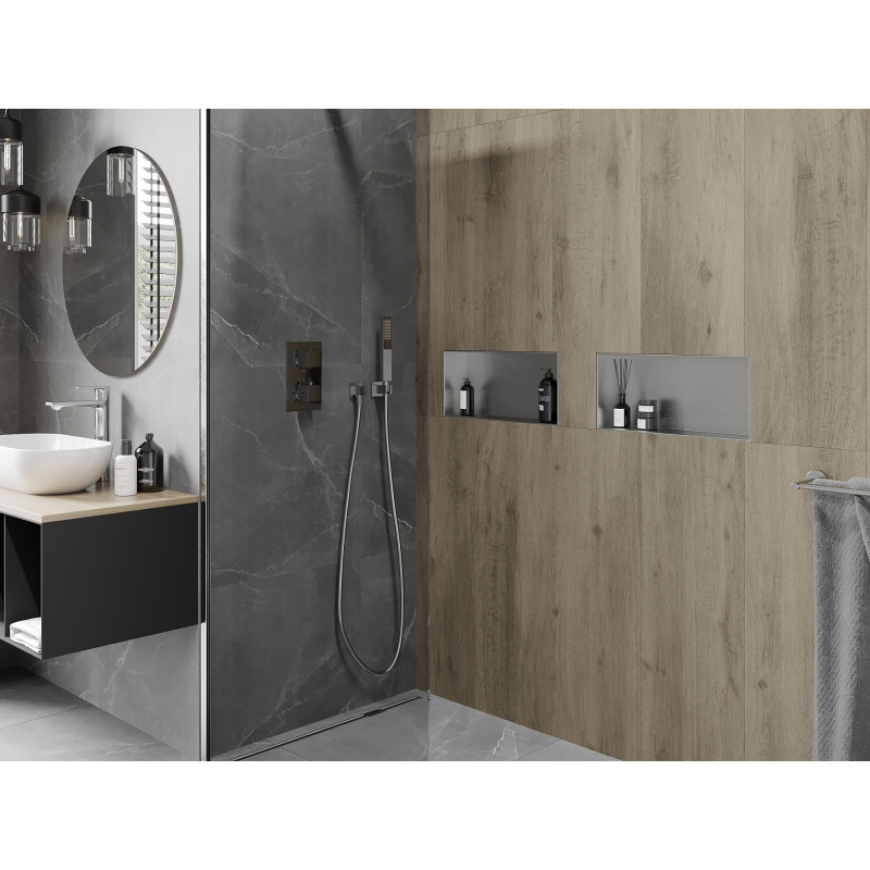 Mexen X-Wall-NR nástenná polica bez príruby 45 x 20 cm, inox - 1911452010