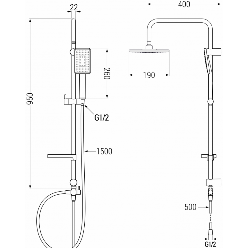 Mexen X54 sprchový stĺp, čierna/chróm - 798545491-71