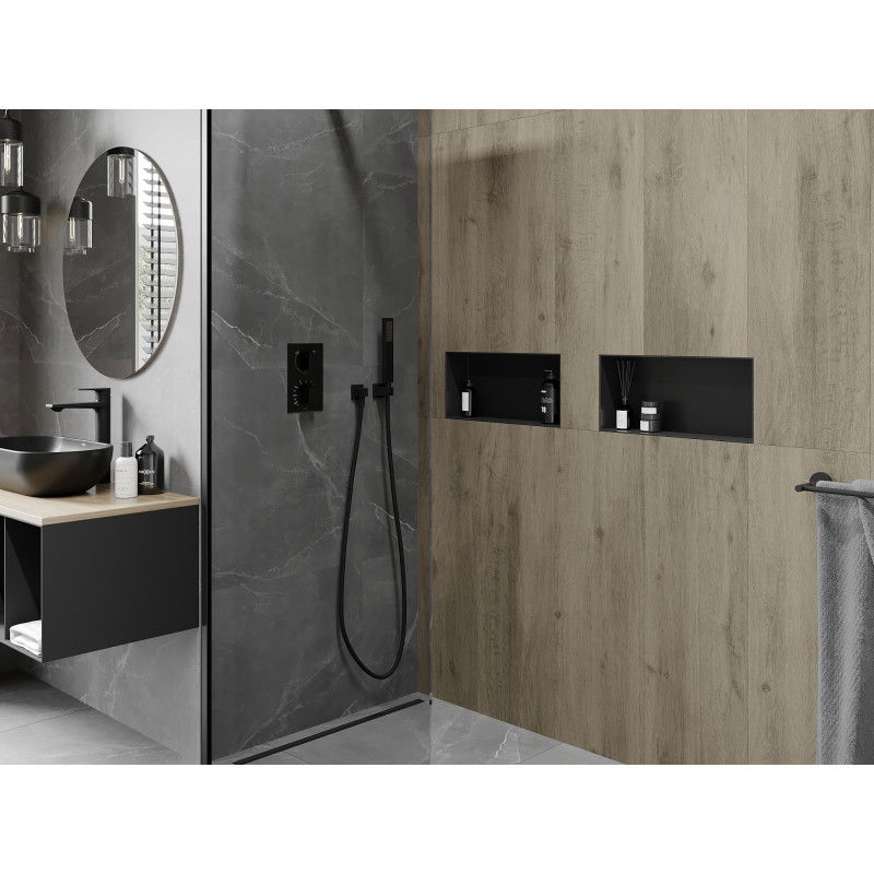 Mexen X-Wall-NR polička bez príruby, 45 x 20 cm, čierna - 1971452010