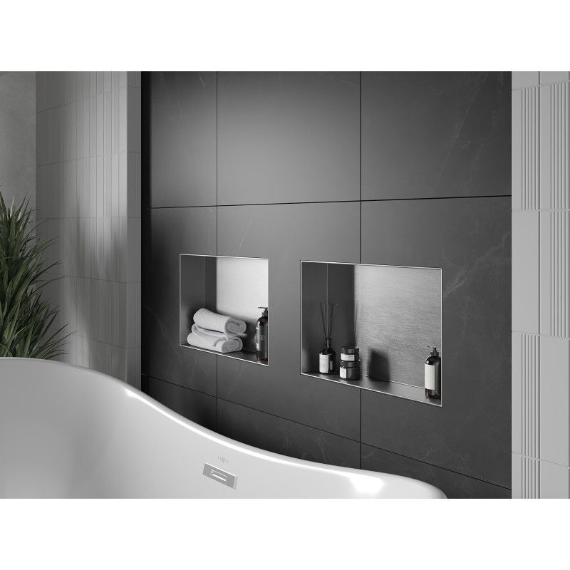 Mexen X-Wall-NR výklenková polica bez príruby 45 x 30 cm, inox - 1911453010