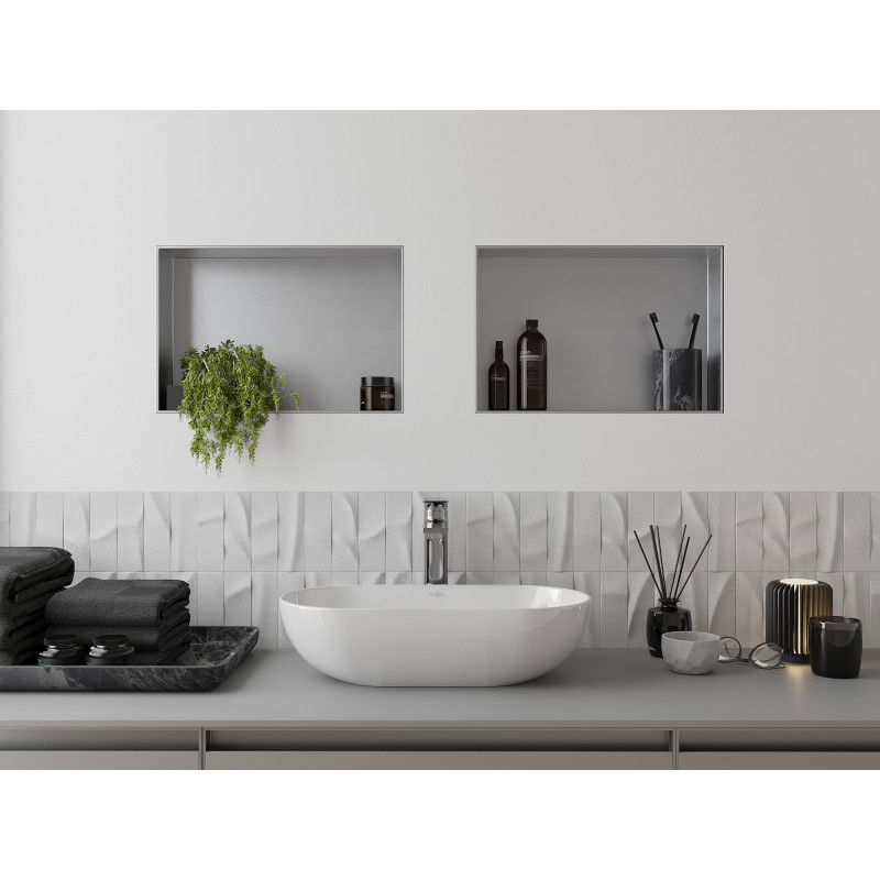 Mexen X-Wall-NR výklenková polica bez príruby 45 x 30 cm, inox - 1911453010