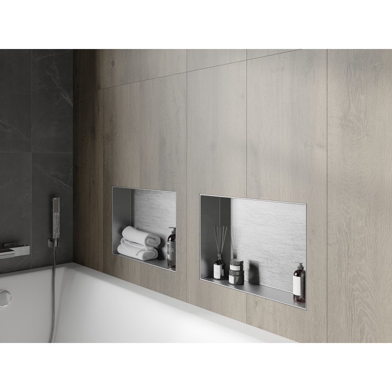 Mexen X-Wall-NR nástenná polica bez obruby 45 x 30 cm, inox - 1911453010