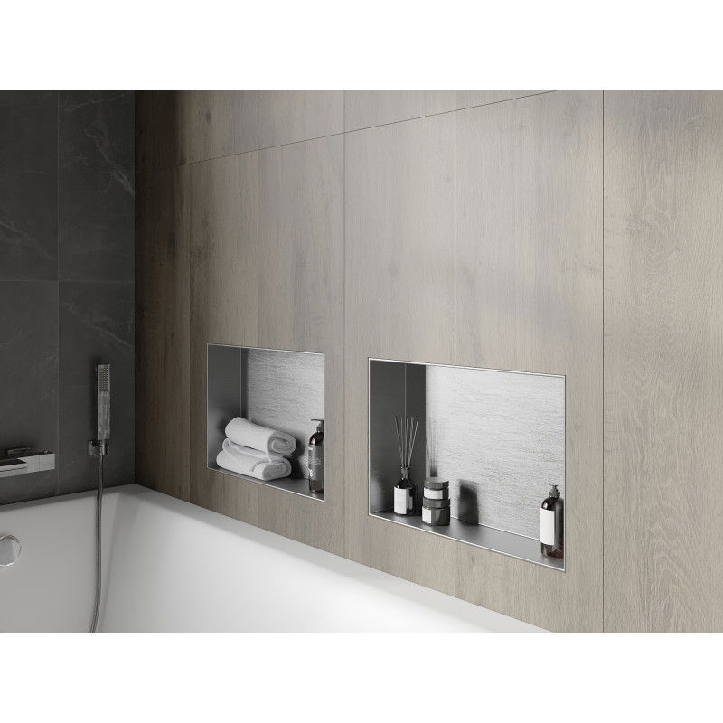 Mexen X-Wall-NR výklenková polica bez príruby 45 x 30 cm, inox - 1911453010