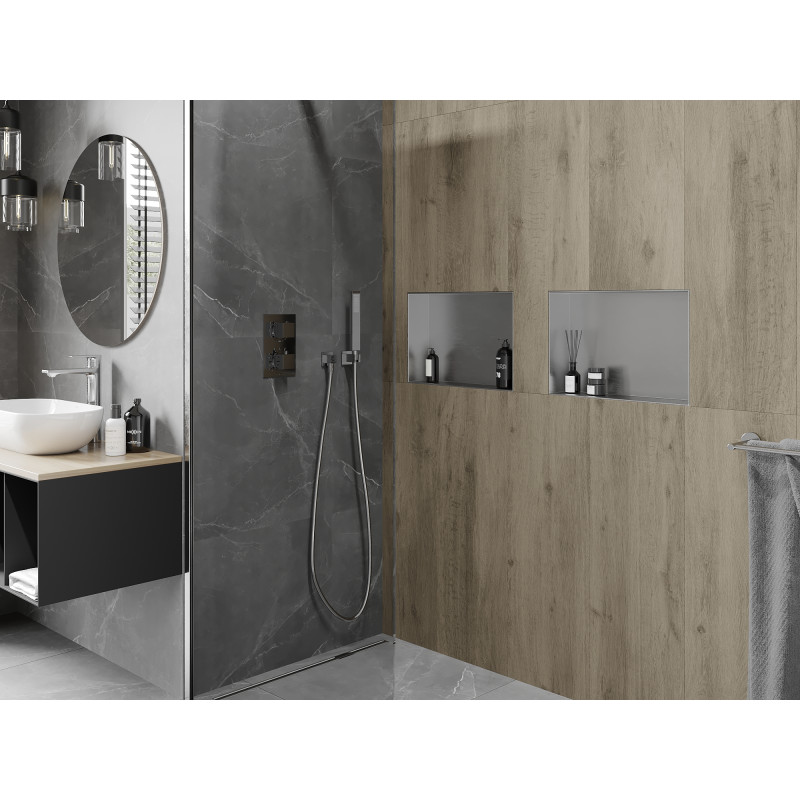 Mexen X-Wall-NR nástenná polica bez obruby 45 x 30 cm, inox - 1911453010