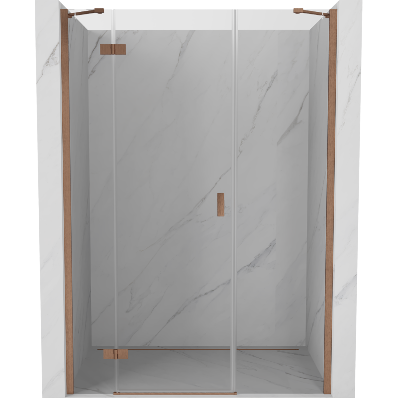 Mexen Mist-H sprchové dvere kyvné ľavé 155 cm, transparentné, brúsená meď - 8A5-155-001-65-00-L
