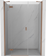 Mexen Mist-H sprchové dvere kyvné ľavé 155 cm, transparentné, brúsená meď - 8A5-155-001-65-00-L