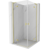 Mexen Mist-H L Duo sprchová kabína otváracia 70 x 70 cm, transparentná, zlatá brúsená - 8A5L-070L-070P-55-00