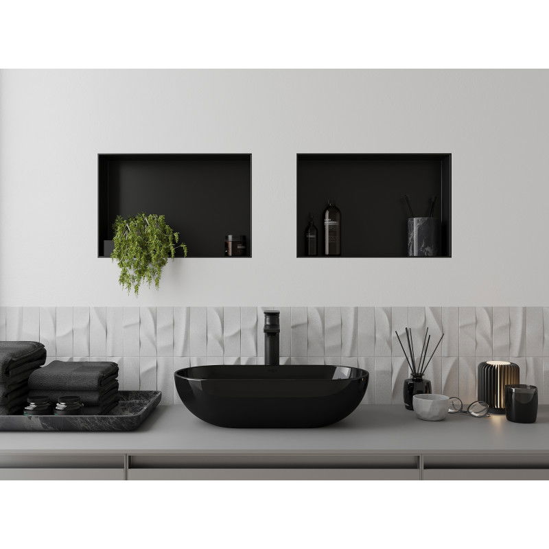 Mexen X-Wall-NR zapustená polica bez obruby 45 x 30 cm, čierna - 1971453010