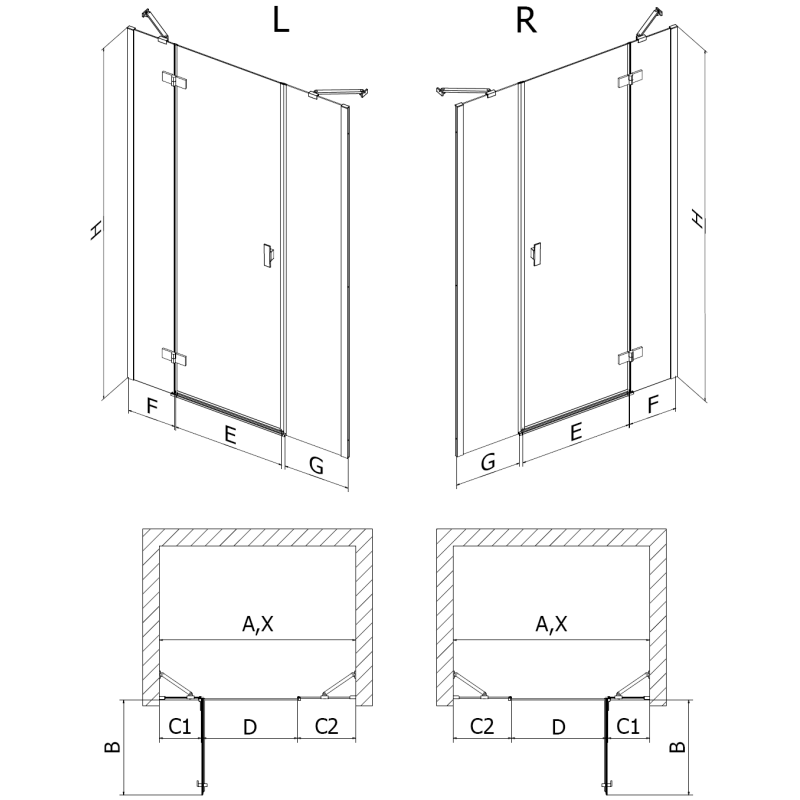 Mexen Mist-H sprchové dvere otváracie pravé 140 cm, priehľadné, chróm - 8A5-140-001-01-00-P