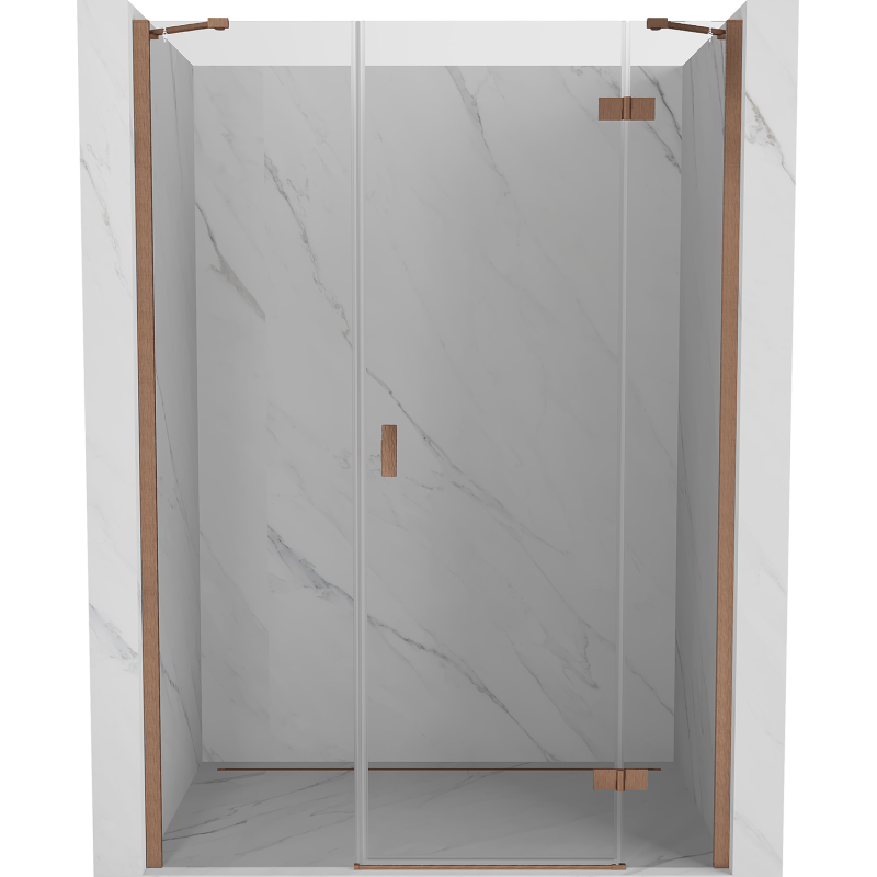 Mexen Mist-H sprchové dvere výklopné pravé 130 cm, transparentné, kartáčovaná meď - 8A5-130-001-65-00-P