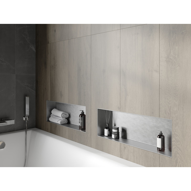 Mexen X-Wall-NR nástenná polica bez obvodu 60 x 20 cm, inox - 1911602010