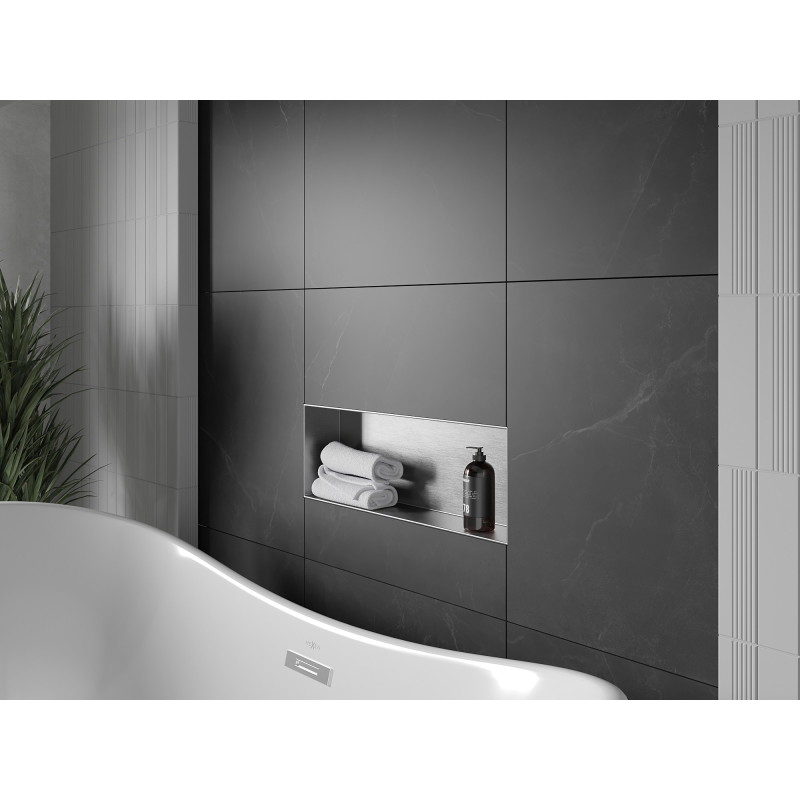 Mexen X-Wall-NR nástenná polica bez príruby 60 x 20 cm, inox - 1911602010
