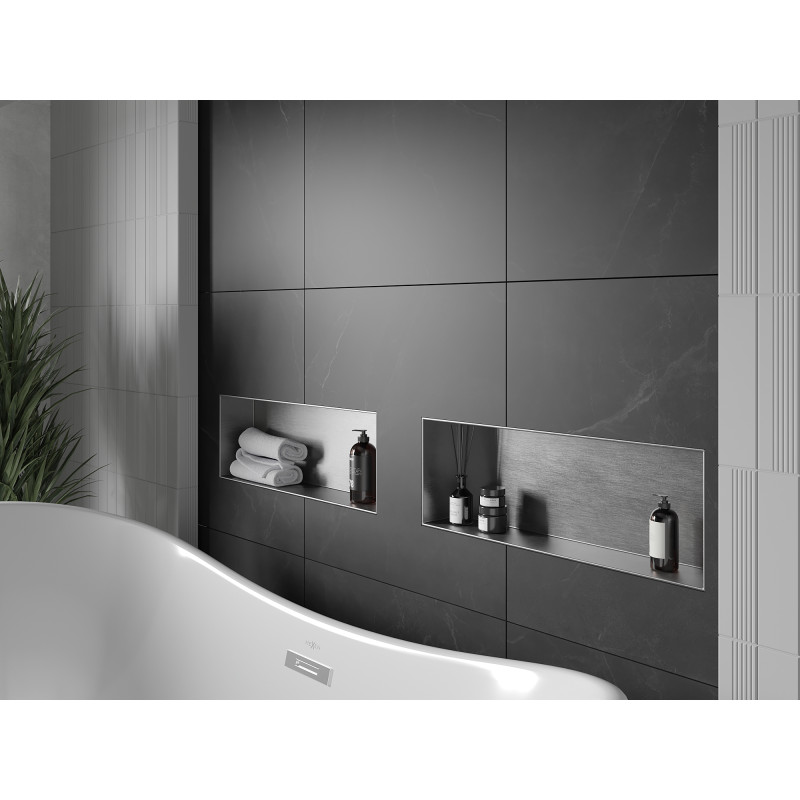 Mexen X-Wall-NR nástenná polica bez obvodu 60 x 20 cm, inox - 1911602010