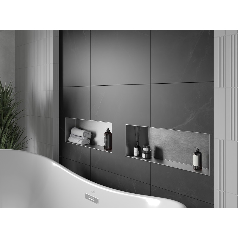 Mexen X-Wall-NR nástenná polica bez príruby 60 x 20 cm, inox - 1911602010
