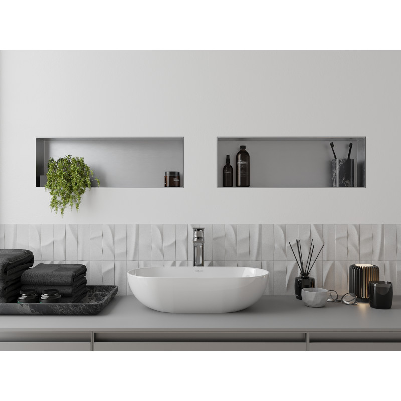 Mexen X-Wall-NR nástenná polica bez obvodu 60 x 20 cm, inox - 1911602010