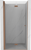 Mexen Mist-F skladacie sprchové dvere ľavé 85 cm, transparentné, brúsená meď - 8A6-085-000-65-00-L