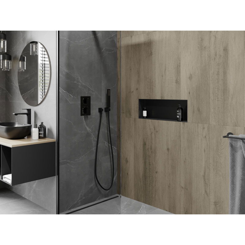 Mexen X-Wall-NR výklenková polica bez lemovania 60 x 20 cm, čierna - 1971602010