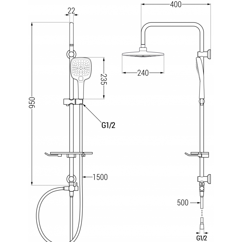 Mexen T17 sprchový stĺp, chróm - 798171793-00