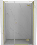 Mexen Mist-H L sprchové dvere otočné pravé 145 cm, transparentné, zlaté kartáčované - 8A5L-145-001-55-00-P