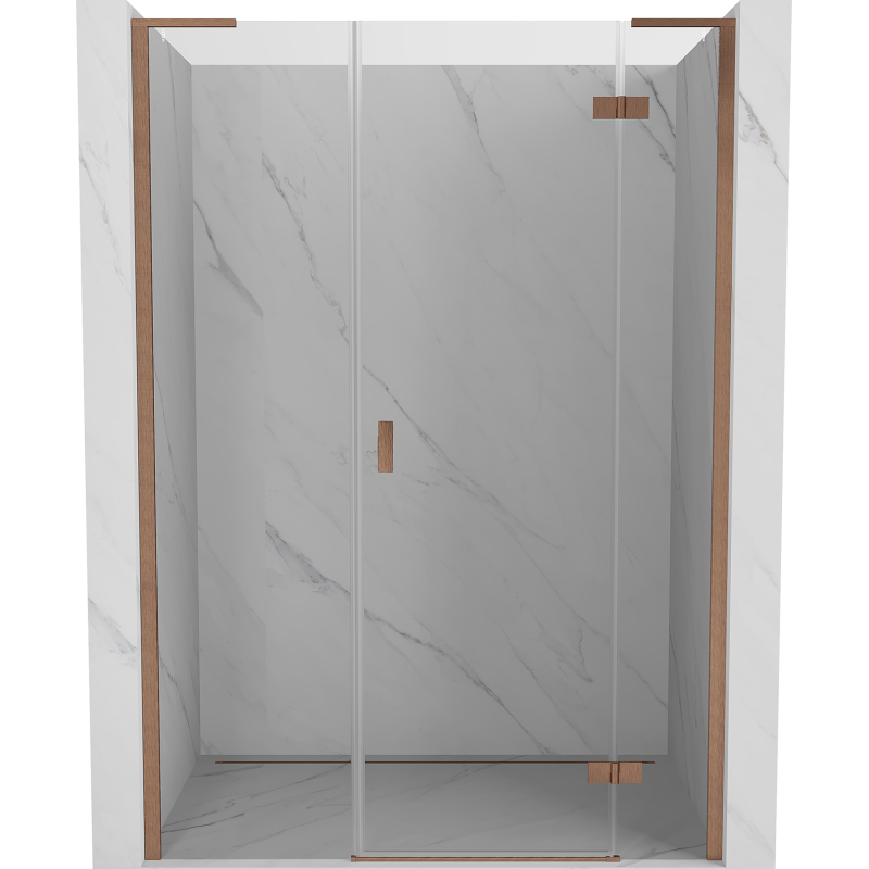 Mexen Mist-H L sprchové dvere výklopné pravé 125 cm, transparentné, brúsená meď - 8A5L-125-001-65-00-P