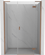 Mexen Mist-H L sprchové dvere výklopné pravé 155 cm, transparentné, brúsená meď - 8A5L-155-001-65-00-P