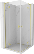 Mexen Mist-H L Duo výklopná sprchová kabína 105 x 105 cm, priehľadná, zlatá kartáčovaná - 8A5L-105L-105P-55-00