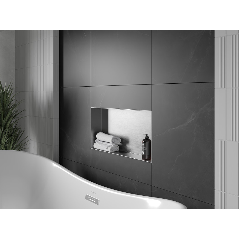 Mexen X-Wall-NR výklenková polica bez príruby 60 x 30 cm, inox - 1911603010