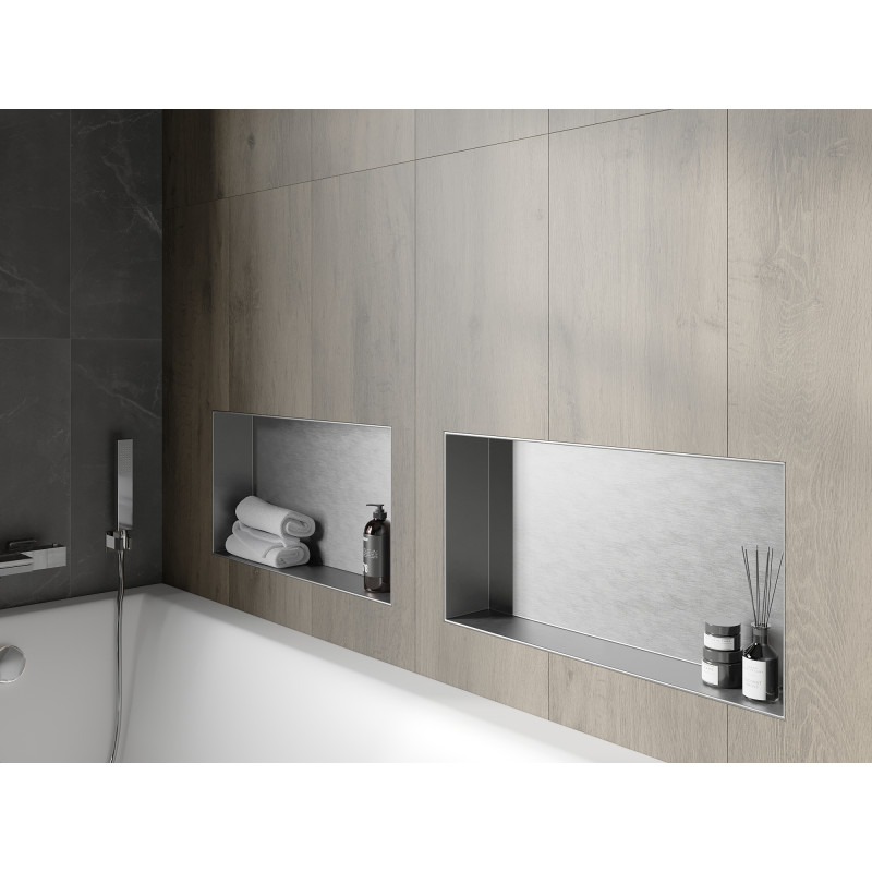 Mexen X-Wall-NR výklenková polica bez príruby 60 x 30 cm, inox - 1911603010