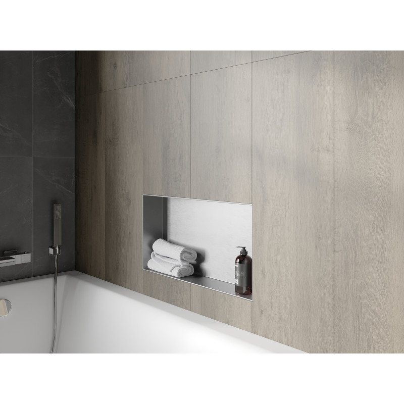 Mexen X-Wall-NR výklenková polica bez príruby 60 x 30 cm, inox - 1911603010