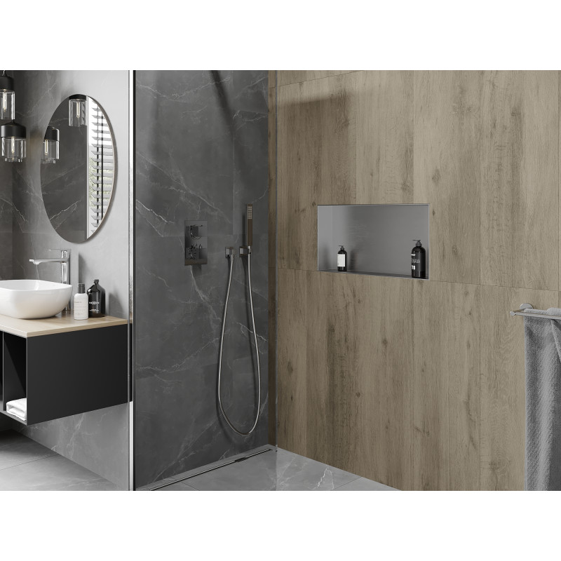 Mexen X-Wall-NR výklenková polica bez príruby 60 x 30 cm, inox - 1911603010
