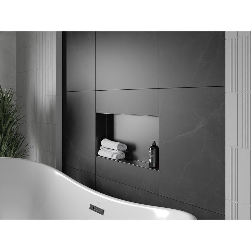 Mexen X-Wall-NR vstavaná polica bez príruby 60 x 30 cm, čierna - 1971603010