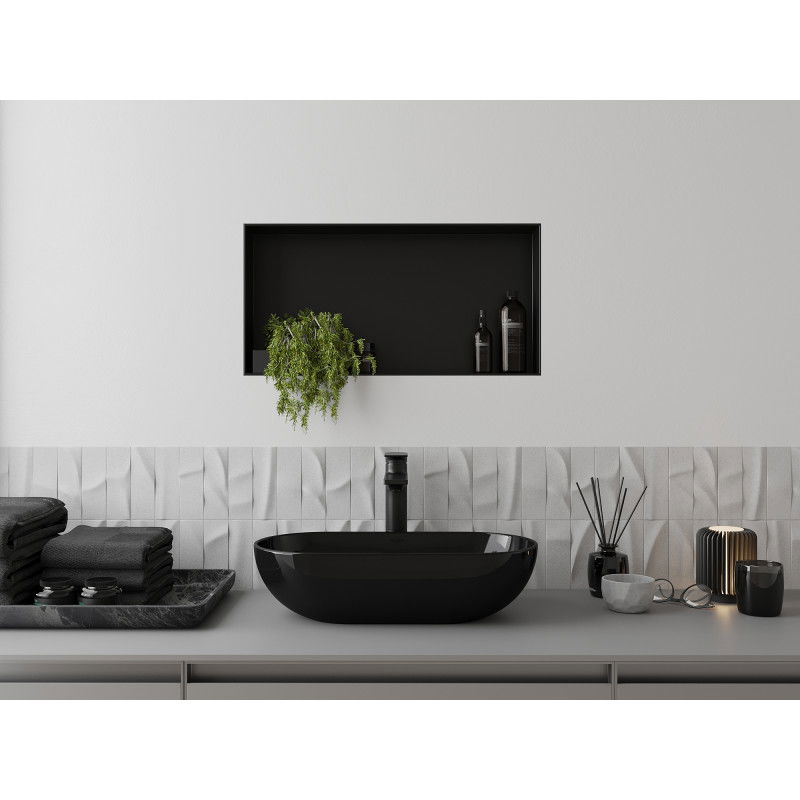 Mexen X-Wall-NR vstavaná polica bez príruby 60 x 30 cm, čierna - 1971603010