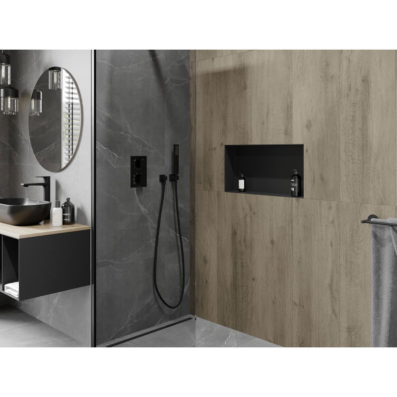 Mexen X-Wall-NR vstavaná polica bez príruby 60 x 30 cm, čierna - 1971603010