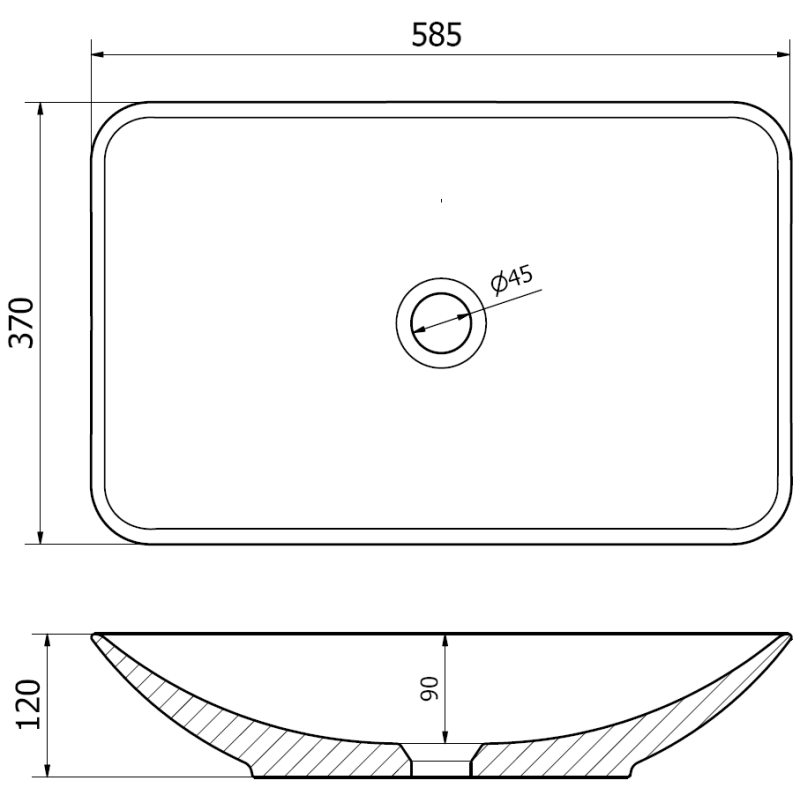 Mexen Avila umývadlo na dosku 58 x 37 cm, čierna matná - 21115585