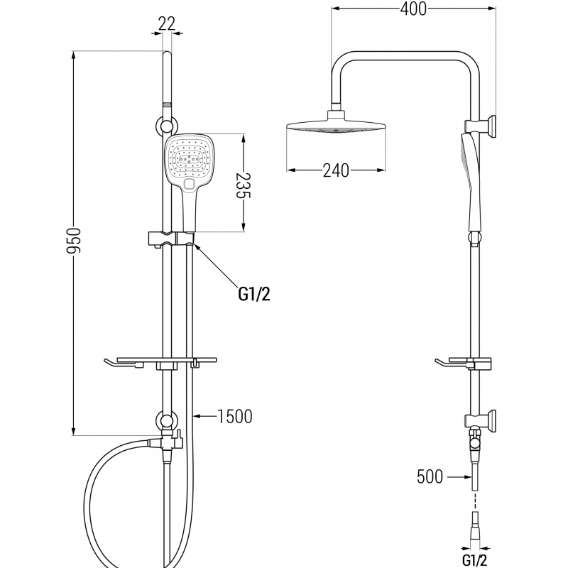 Mexen T17 sprchový stĺp, chróm/biela - 798171793-02