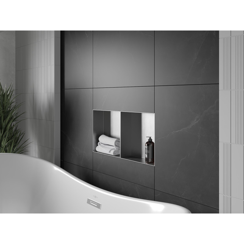Mexen X-Wall-NR nástenná polica bez obruby s policou 60 x 30 cm, inox - 1911603010S