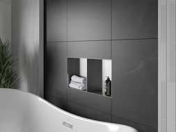 Mexen X-Wall-NR zapustená polica bez obruby s poličkou 60 x 30 cm, inox - 1911603010S