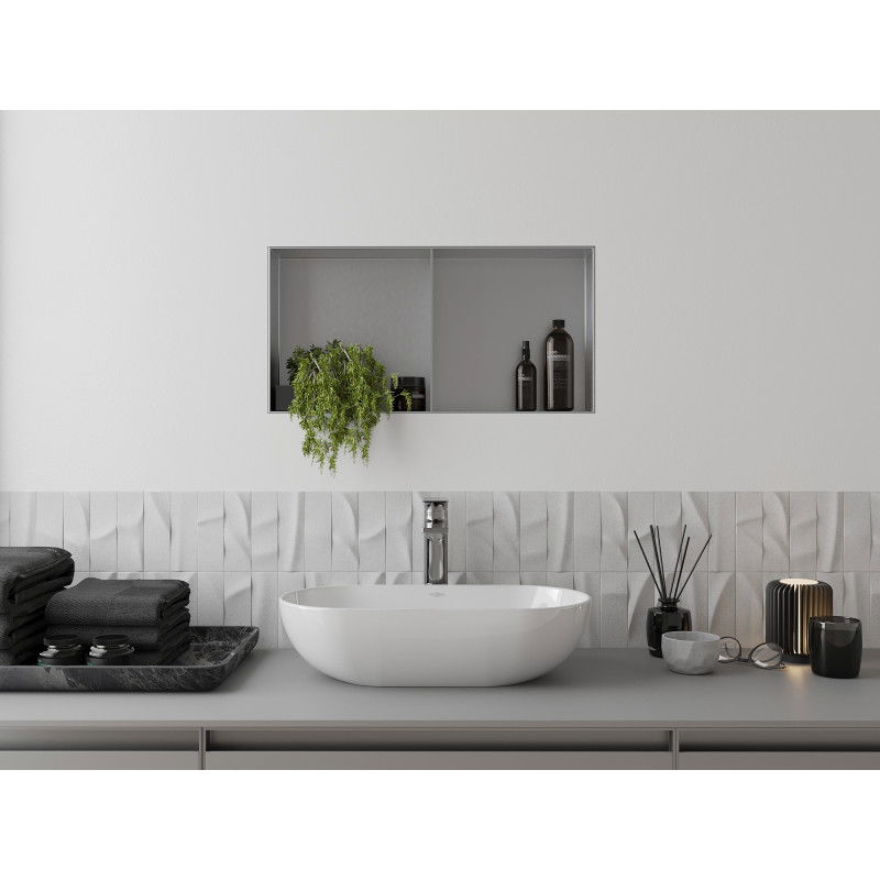 Mexen X-Wall-NR výklenková polica bez ráfika s policou 60 x 30 cm, inox - 1911603010S