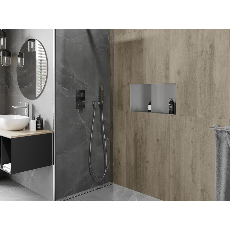 Mexen X-Wall-NR nástenná polica bez obruby s policou 60 x 30 cm, inox - 1911603010S
