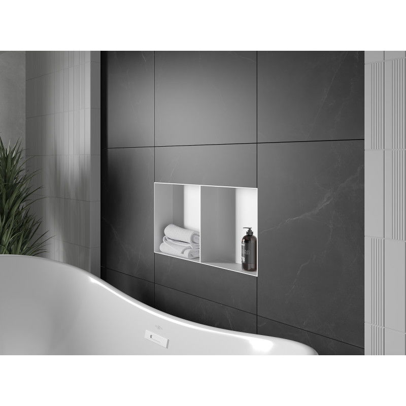 Mexen X-Wall-NR vnútorná polica bez obruby s policou 60 x 30 cm, biela - 1921603010S