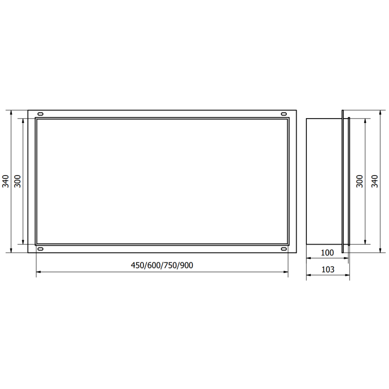Mexen X-Wall-NR polica do výklenku bez príruby 75 x 30 cm, inox - 1911753010